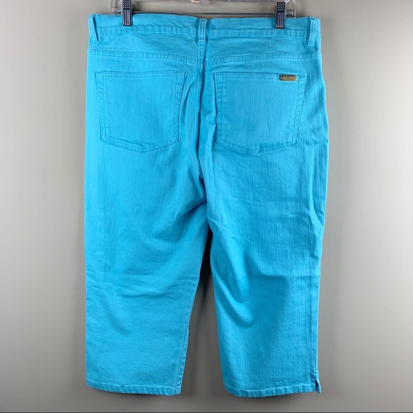 CHAPS cropped aqua denim capris - Picture 2 of 6